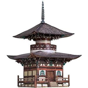 Keranova 327 Slimme papieren tempels van de wereld Honpo-Ji Pagode 3D Puzzel, 13 x 13 x 21 cm, 1/87 schaal, Multi Color