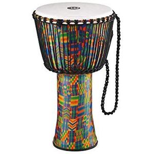 Meinl Percussion PADJ2-XL-F Djembe met kunststofbont Travel Series, Rope Tuned, 35,56 cm (14 inch) diameter (Extra Large), kenyan quilt
