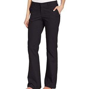 Dickies Flat Front Stretch Twill Pant Slim Fit Bootcut Kaki Dames, zwart., 34 taille courte