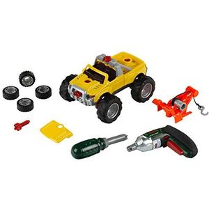 Theo Klein 8168 Bosch-truckset, 3 in 1 | Bouwset voor 3 trucks | Inclusief een op batterijen werkende speelgoedschroevendraaier | Speelgoed voor kinderen vanaf 3 jaar