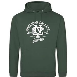 AMERICAN COLLEGE USA Sweatshirt Sweatshirt Print Warme Kleding Uniseks Mannen en Vrouwen Casual Model ACSCW6 Donkergroen M, Groen, M