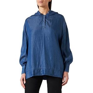 IPEKYOL Dames verstelbare capuchon Tencel sweatshirt, blauw, S
