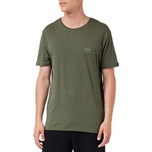 ALPHA INDUSTRIES Basic T Small Logo Reflecterende Print T-shirt voor heren, dark olive, XL