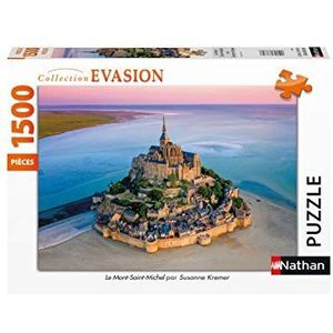Nathan 87805 puzzel, 1500 stukjes, Mont-Saint-Michel, volwassenen en kinderen vanaf 14 jaar, hoogwaardige puzzel, perfecte inbouw