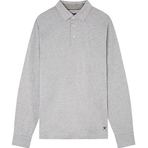 Hackett London Heren Blazer LS Polo Shirt, Light Grey Marl, L