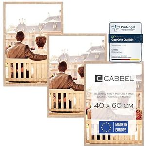 CABBEL Set van 3 stuks fotolijsten 40x60 cm MDF houten lijst in mokka, met onbreekbaar plexiglas, modern, om op te hangen, ideaal voor foto's, collage