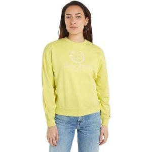 Tommy Hilfiger Dames REG VLAG SCRIPT CNK SWTSHRT gele tulp XS, Gele Tulp, XS