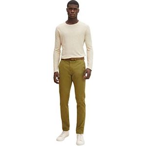 TOM TAILOR Denim Uomini Slim chinobroek met riem 1027694, 28856 - Light Olive Green, 27W / 34L