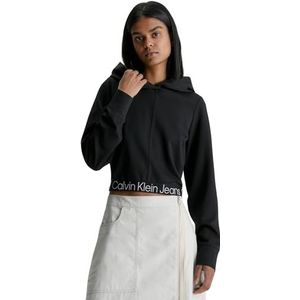 Calvin Klein Jeans Dames Tape Milano Zip Through Hoodie, zwart., XXS