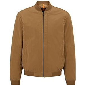 BOSS Othmar Waterafstotende regular-fit jas met logo-patch, lichtbeige, 54