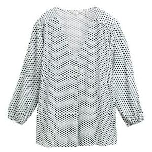 TOM TAILOR Damesblouse met patroon, 38005 - Groen Wit Tile Minimaal, 36