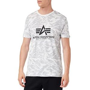 ALPHA INDUSTRIES Heren T-shirt Basic Logo Camo Brushstroke White, Brushstroke Wit, XS