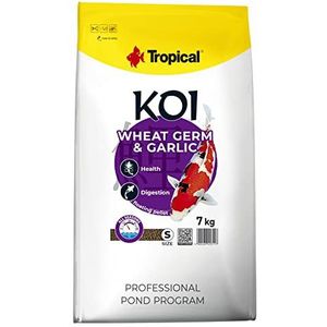 KOI WHEAT GERM & GARLIC PELLET SIZE M 7kg - voer voor middelgrote vijvervissen, dagelijks voer voor koikarpers voor een breed watertemperatuur bereik van 8 tot 30°C.