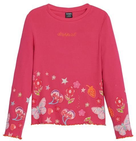 Desigual - Lange Mouwen T-shirt - Effen Kleur - Geborduurd Logo - Bloemenprint