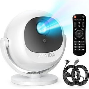 HOVVIDA Beamer 2025 Draagbare projector, elektrische focus, compatibel met 4K 1080P, WiFi 6 Bluetooth 5.2, 360°-rotatie, geïntegreerde app, met HDMI-kabel, compatibel met tv-stick/USB/PS5/laptop
