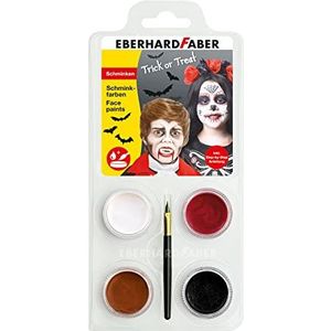 Eberhard Faber 579027 - Schminkverfset Dracula met 4 kleuren, penseel en gebruiksaanwijzing, wateroplosbaar, sneldrogend, schminkset voor kinderen voor het beschilderen van gezichten