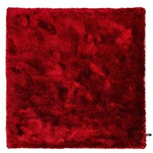 benuta Shaggy hoogpolig Whisper vierkant rood 150x150 cm | Langpolig slaapkamer en woonkamer tapijt, synthetische vezels