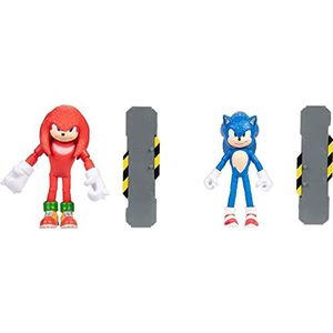 Sonic The Hedgehog 415584 Sonic & Knuckles-Actiefiguren, 10 Cm, Pak Van 2 Stuks, Rood En Blauw