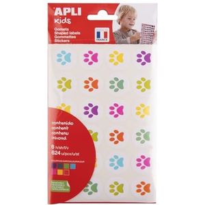 APLI Kids 19721 - Etui met kittenafdrukken - Verschillende kleuren. 6 vellen ""kittenprints"" stickers, herplaatsbare lijm.