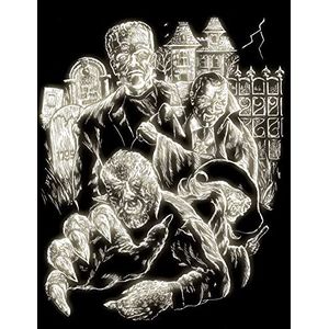 Royal & Langnickel - Krasplaat Monster, Glow in the Dark, krasplaten voor kinderen en volwassenen, met kraspen en sjabloon