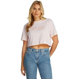 Calvin Klein S/S T-shirt voor dames, Roze (Zilveren Pioenen), XS