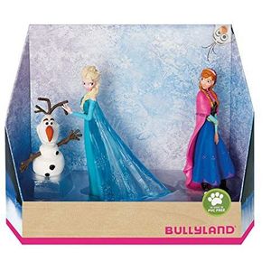 Bullyland 13446 - Speelfigurenset Prinses Elsa, Anna en Olaf van Walt Disney Frozen, natuurgetrouw, ideaal als taartfiguur en klein cadeautje voor kinderen vanaf 3 jaar