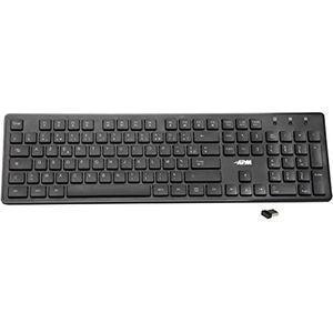 APM Draadloos toetsenbord, 2,4 GHz, AZERTY-toetsenbord, 105 ergonomische toetsen, Frans toetsenbord, multimedia-sneltoetsen, compatibel met laptop, MacOS Windows Linux, 100041