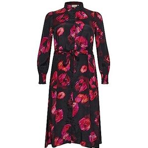 Kaffe Curve Plus Size damesshirt jurk lange mouwen beneden knielang, Zonne-dried bloemenprint, 42