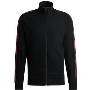 HUGO Heren Sporty Logo JacketZp Relaxed Fit jas met logo-tape, zwart 1, XXL