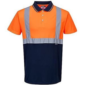 Portwest S479 Tweekleuren Polo T-shirt, Oranje/Marine, Grootte 4XL
