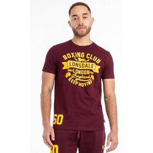 Lonsdale GRUTING T-shirt voor heren, normale pasvorm, Oxblood/geel, M, 117527