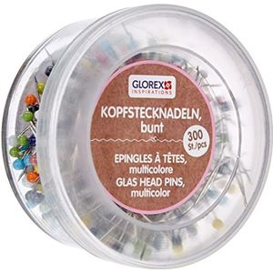 GLOREX 5 2002 23 - Kopspelden, spelden met kraalkop, gekleurd, doosje met 300 stuks, 30 mm x 0,65 mm, voor naaien, voor het vastspelden van stof
