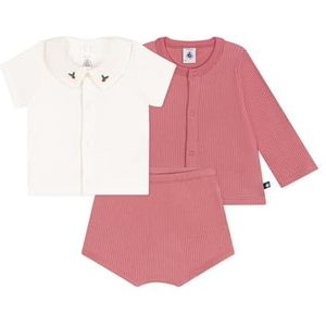Petit Bateau 3-delige set voor meisjes, Rosewood/meerkleurig, 6 Maanden