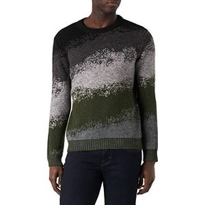 Sisley Mens L/S 113RT1018 Sweater, Green and Black Fantasy 902, XXL