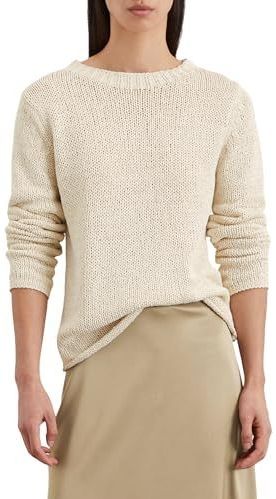 Marc O'Polo Gebreide damestrui met boothals, slim fit, ivoor, XXS