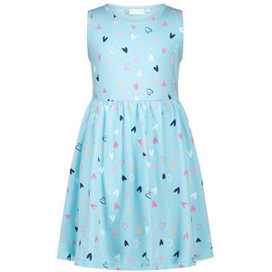 SALT AND PEPPER BY KIDS PARK Meisjes Jersey Dress Hearts AOP, Blue Topaz, 116