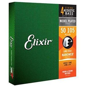 Elixir® Strings vernikkelde stalen snaren voor viersnarige basgitaar met NANOWEB®-Coating, lange nek, medium (.050-.105)