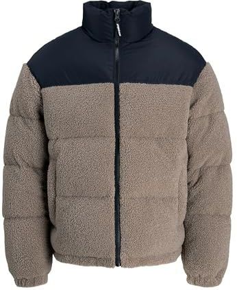 JACK & JONES Jcoflare Teddy Puffer Jacket, Desert Taupe, L