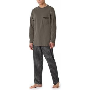 Schiesser Lange pyjama voor heren - nachtkleding set pyjama, Taupe, 50 Tall
