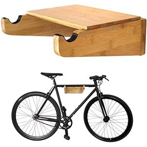 COR Fietswandhouder, houten fietshouder, bamboe, voor binnen, wandhouder voor op de fiets met afneembaar rek