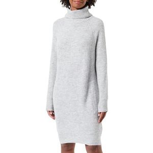 Usha - Gebreide Jurk - Grijs Gemêleerd - Knielengte - Losse Pasvorm - Lange Mouw