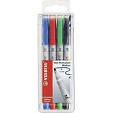 Overheadstift - STABILO OHPen universal - wateroplosbaar medium - 4 stuks - groen, rood, blauw, zwart