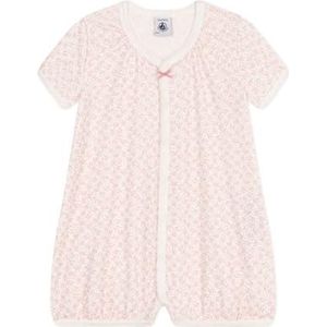 Petit Bateau - Gebloemde Korte Jumpsuit - Wit/Roze - Katoen