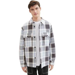 TOM TAILOR Denim Heren 1038931 jas, 34119-Light Blue Anthra Check, L, 34119 - Light Blue Anthra Check, L