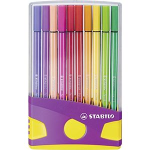 Stabilo Pen 68 ColorParade Premium viltstift in paars - 20-delige tafelset - met 20 verschillende kleuren