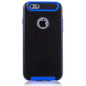 Silica dmu163blue beschermhoes van zwart rubber geribbeld met rand en details in kleur, voor Apple iPhone 6, blauw
