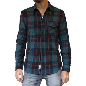 Wrangler L/S T-shirt Big Check – hemd – heren - blauw - X-Large