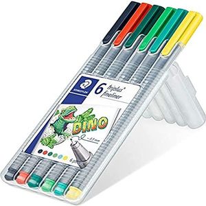 Staedtler , triplus color, potlood fineliner. 6 stuks dinosaurus