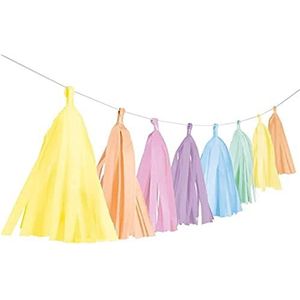 Amscan 9904613 - Franse slinger pastel regenboog, lengte 3 m, hangdecoratie, verjaardag, themafeest, carnaval