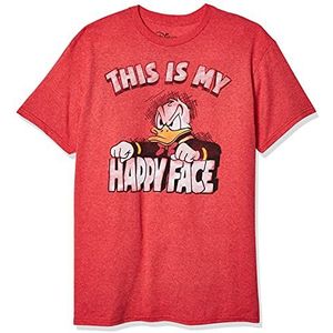Disney Donald Duck Happy Face T-shirt voor heren, Rode Heather, 3XL